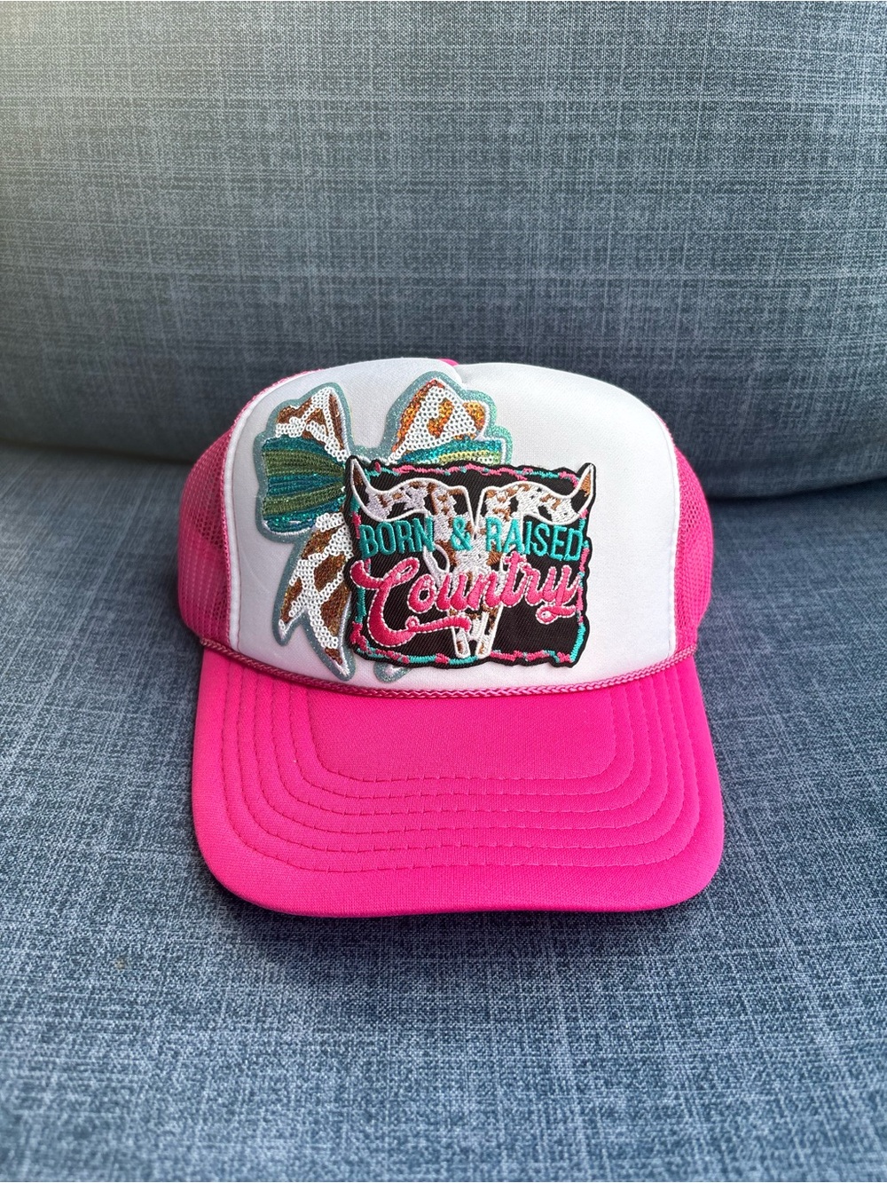⭐️OTTO Pink and White western Country Trucker Hat